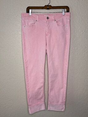 J. Jill Pink Authentic Fit Denim Cropped Cuffed Jeans Women's Size 8